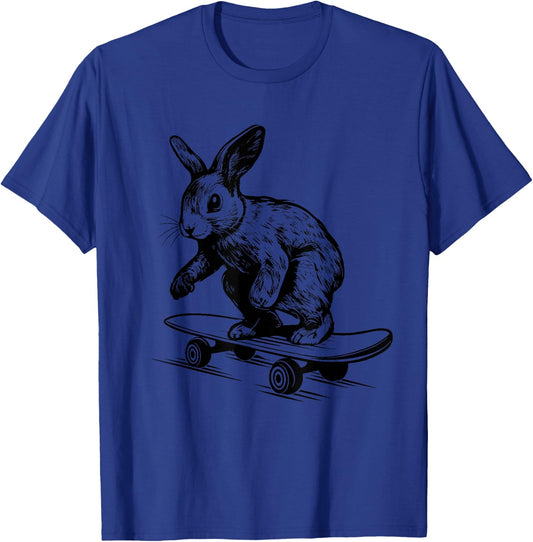 Rabbit Lover Bunny on Skateboard Easter Rabbit T-Shirt - T-Shirt | Royal