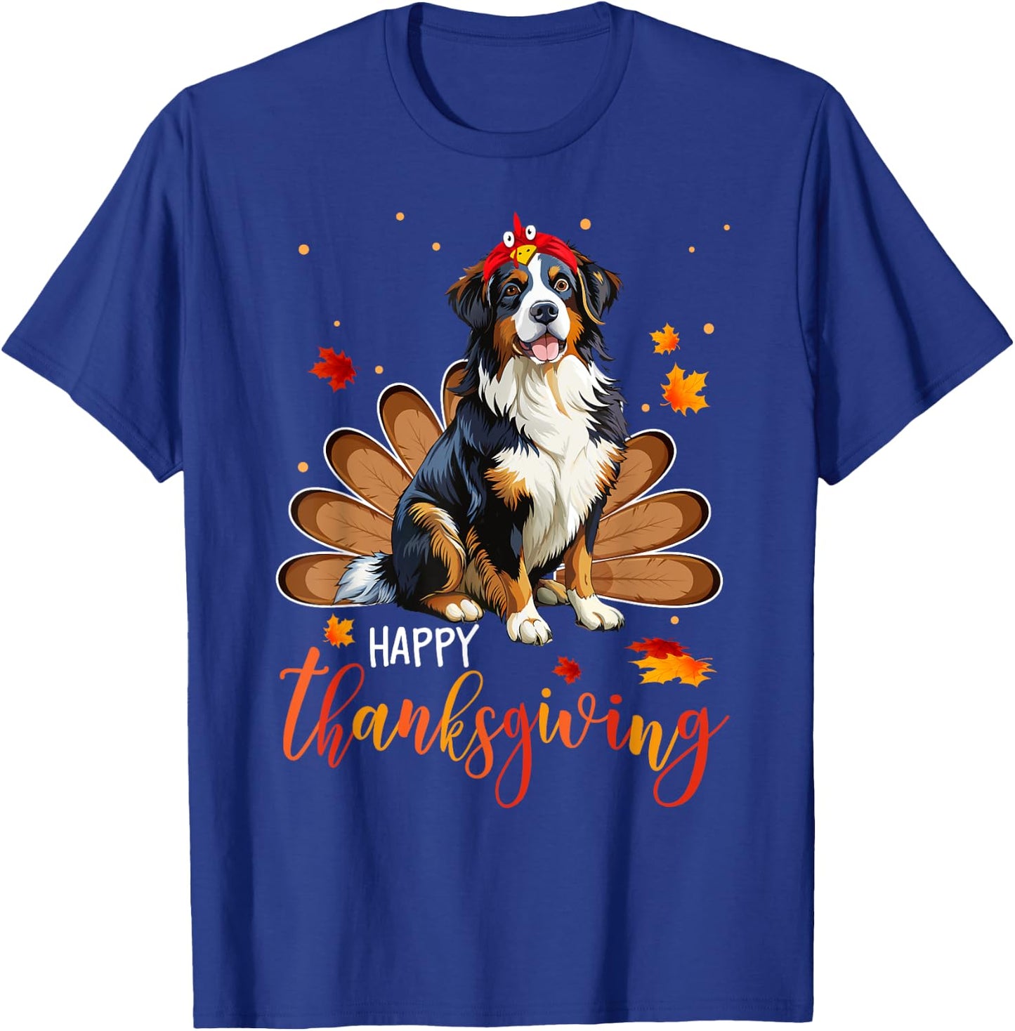Cute Bernese Mountain Happy Thanksgiving turkey Dog T-Shirt - T-Shirt | Royal