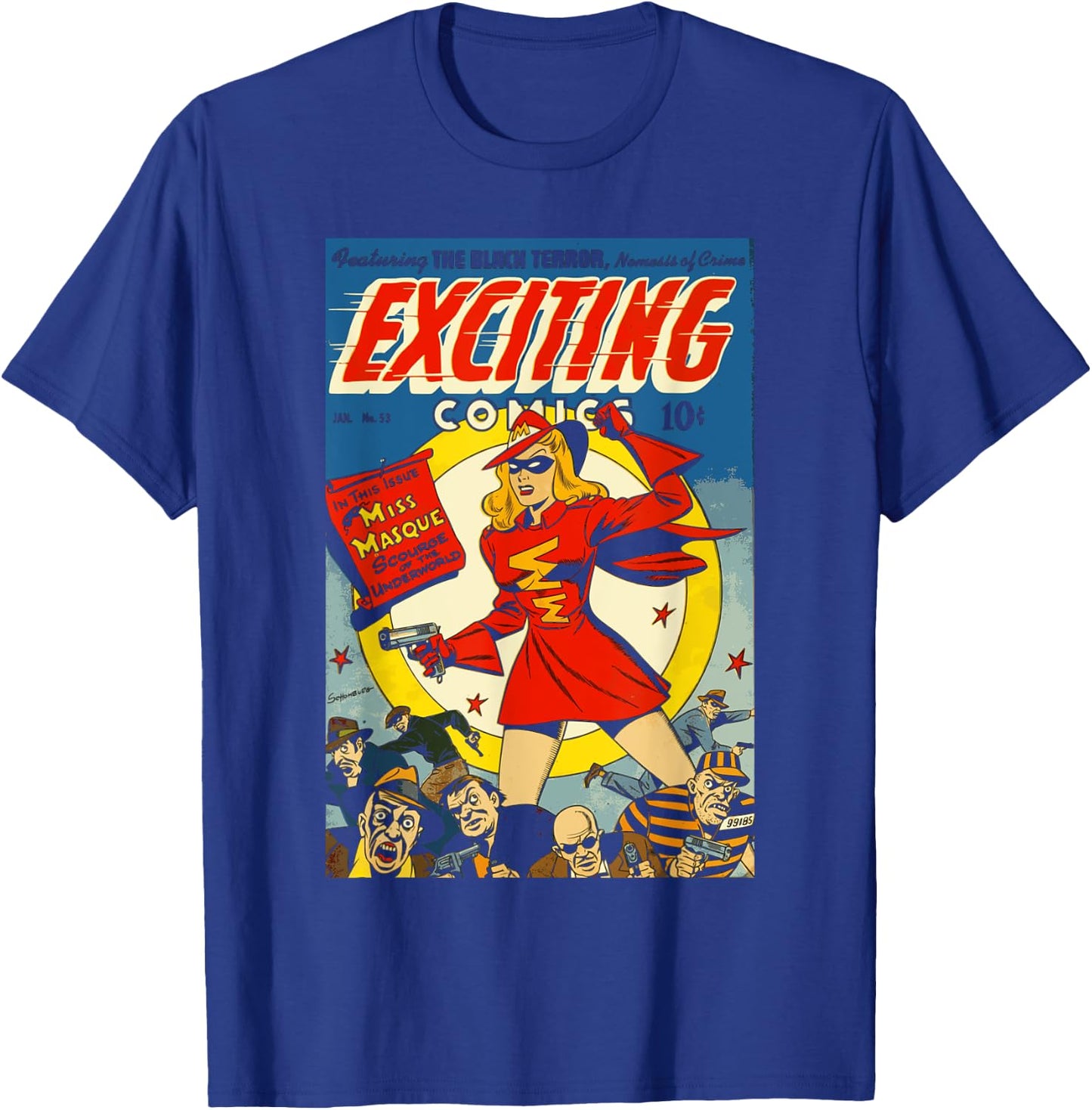 Vintage Comic Book Cover : 1940s Exciting Comics #53 T-Shirt - T-Shirt | Royal