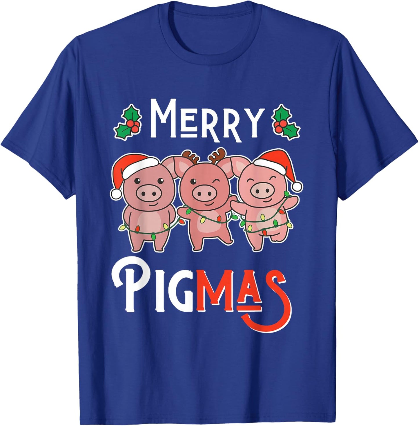 Merry Pigmas Pun Pig Christmas T-Shirt - T-Shirt | Royal