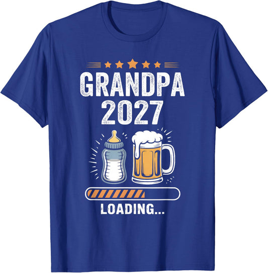 Grandpa 2027 Loading Pregnancy Baby Promoted to Grandpa 2027 T-Shirt - T-Shirt | Royal