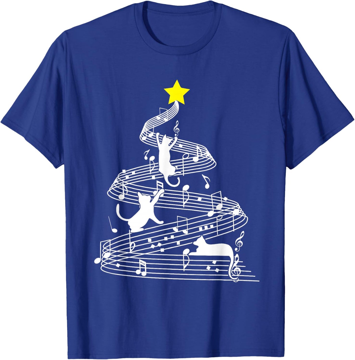 Cat Music Christmas Musician Feline Lover Xmas Pajamas T-Shirt - T-Shirt | Royal