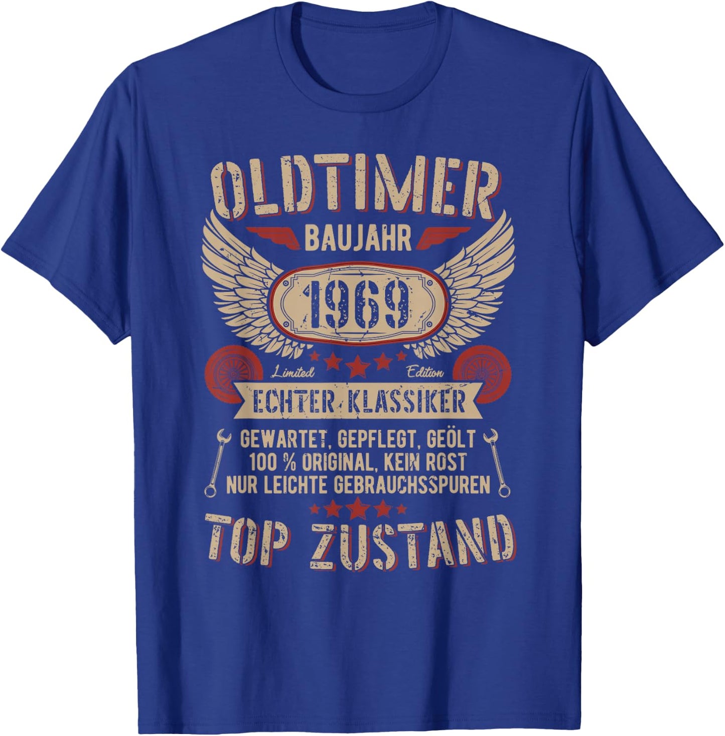 Oldtimer Baujahr 1969 Geboren Vintage Birthday Retro , black, s T-Shirt - T-Shirt | Royal