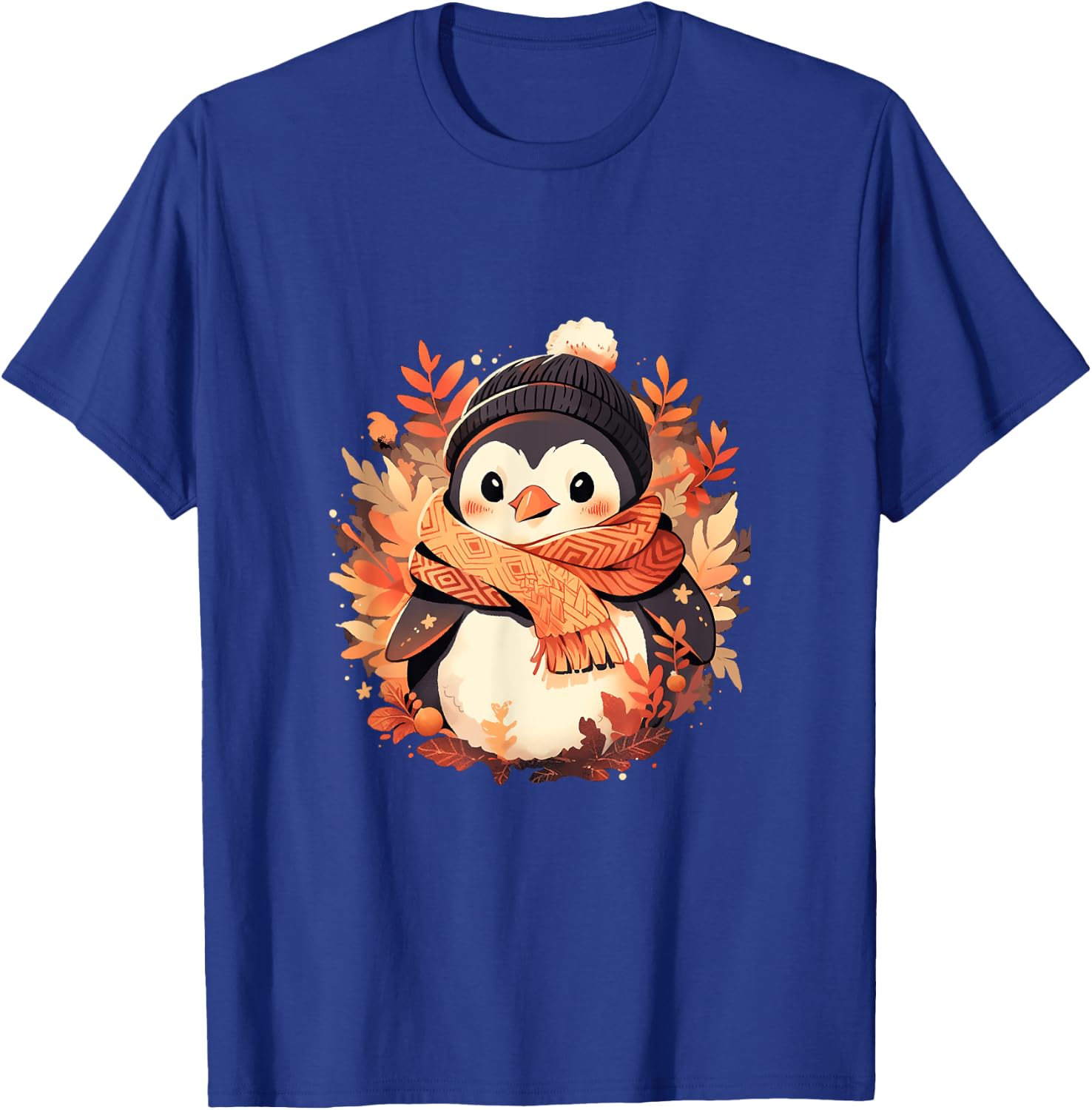 Fall Vibes Autumn Season Penguin Animal Kids Black Small T-Shirt - T-Shirt | Royal
