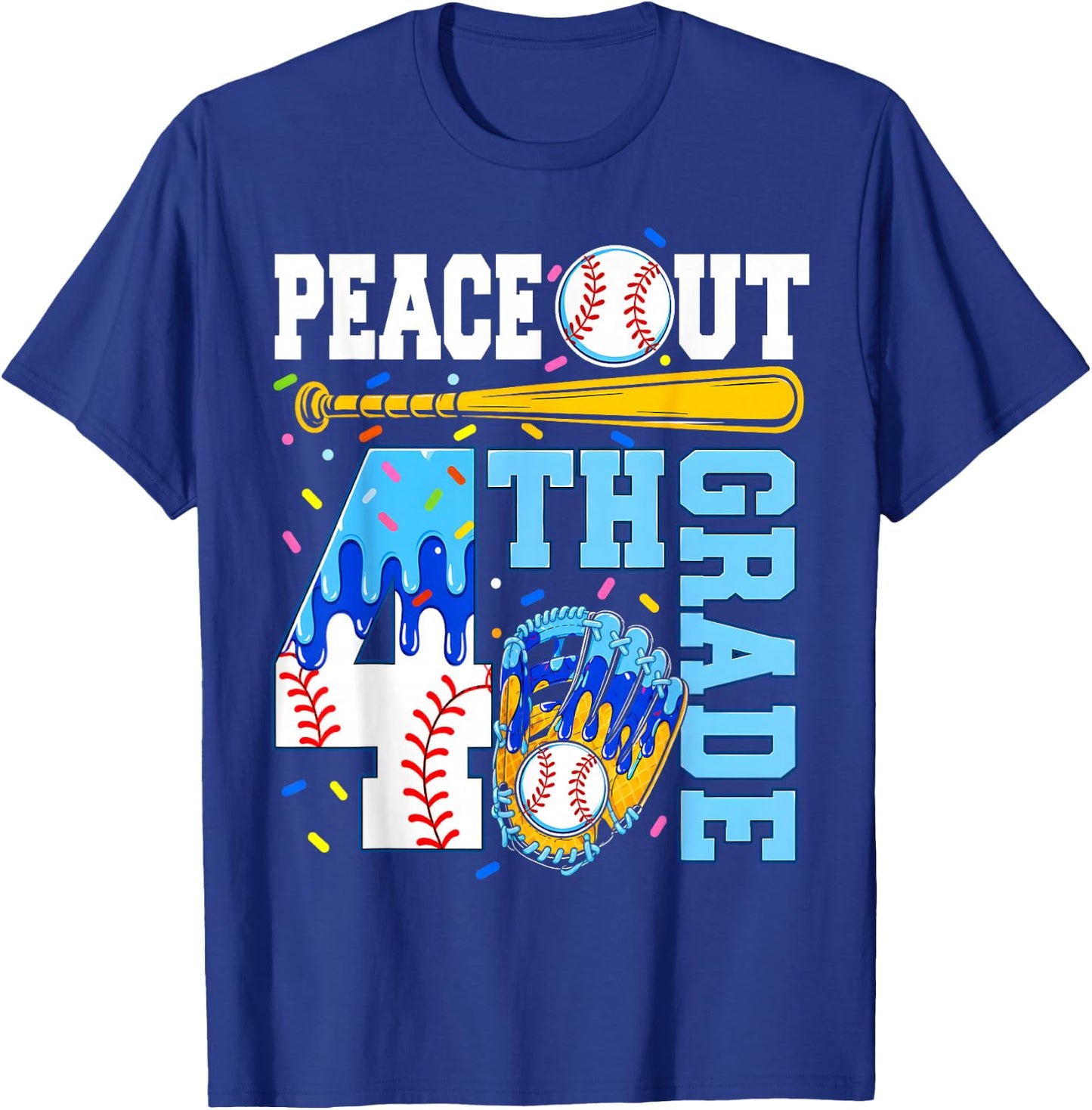4th Grade Fourth Baseball Drip Graduation Last Day of School T-Shirt - T-Shirt | Royal