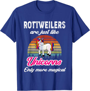 Lustiges Rottweilers Design / Retro Einhorn Vintage Sunset T-Shirt - T-Shirt | Royal
