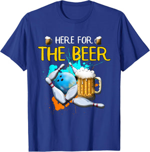 Bowling Here For The Beer Bowling Ball Strike Beer Beer T-Shirt - T-Shirt | Royal
