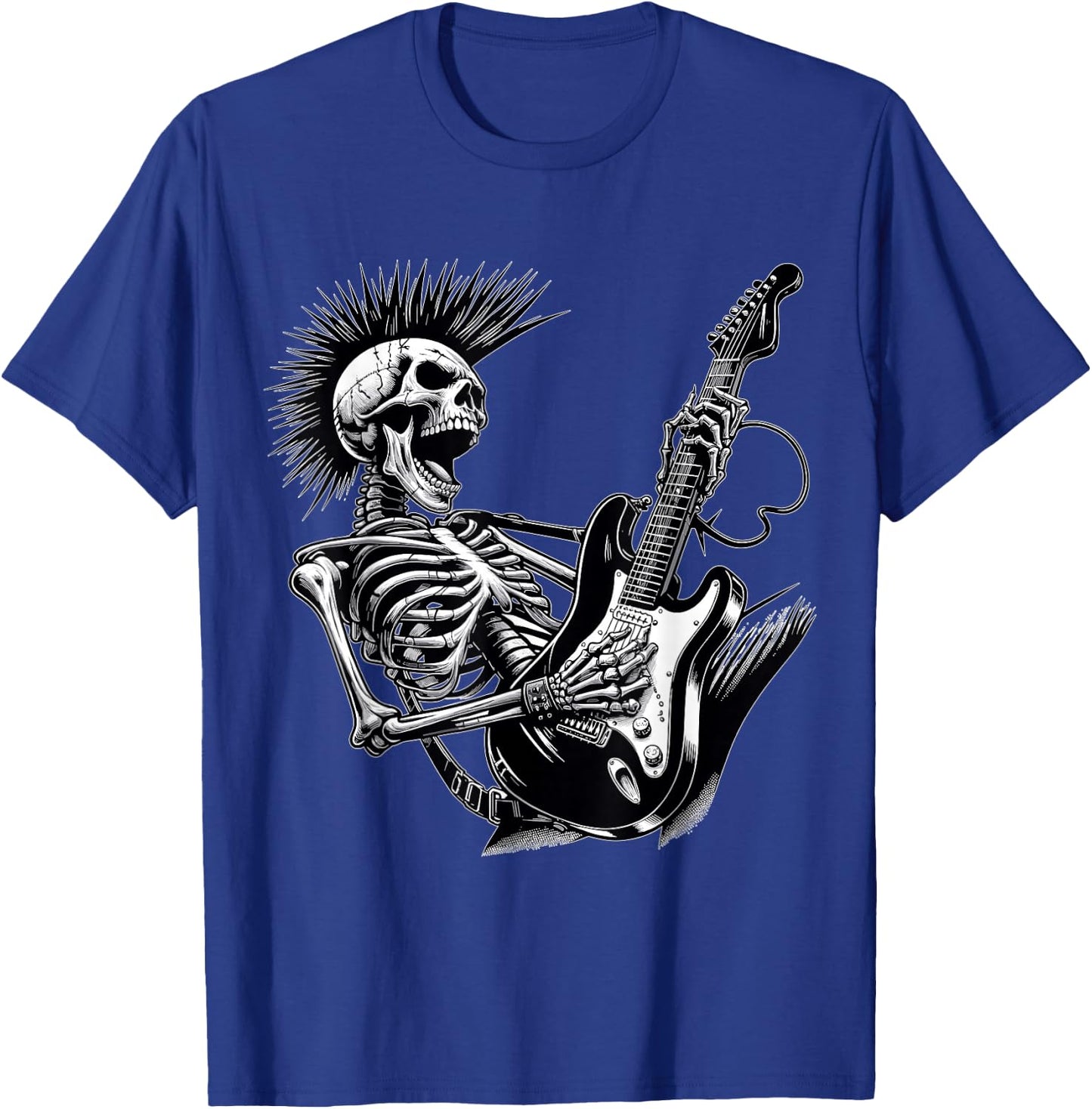 Rock and Roll Skeleton Playing Guitar T-Shirt - T-Shirt | Royal