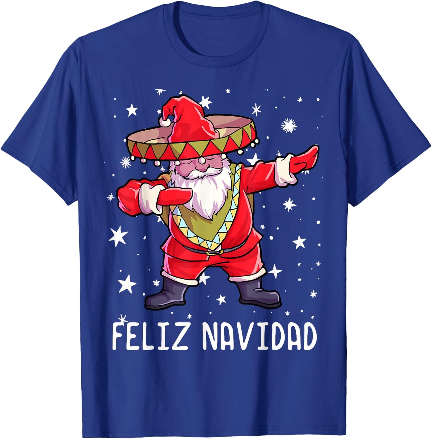 Christmas Sombrero Poncho Mexican Dabbing Santa T-Shirt - T-Shirt | Royal