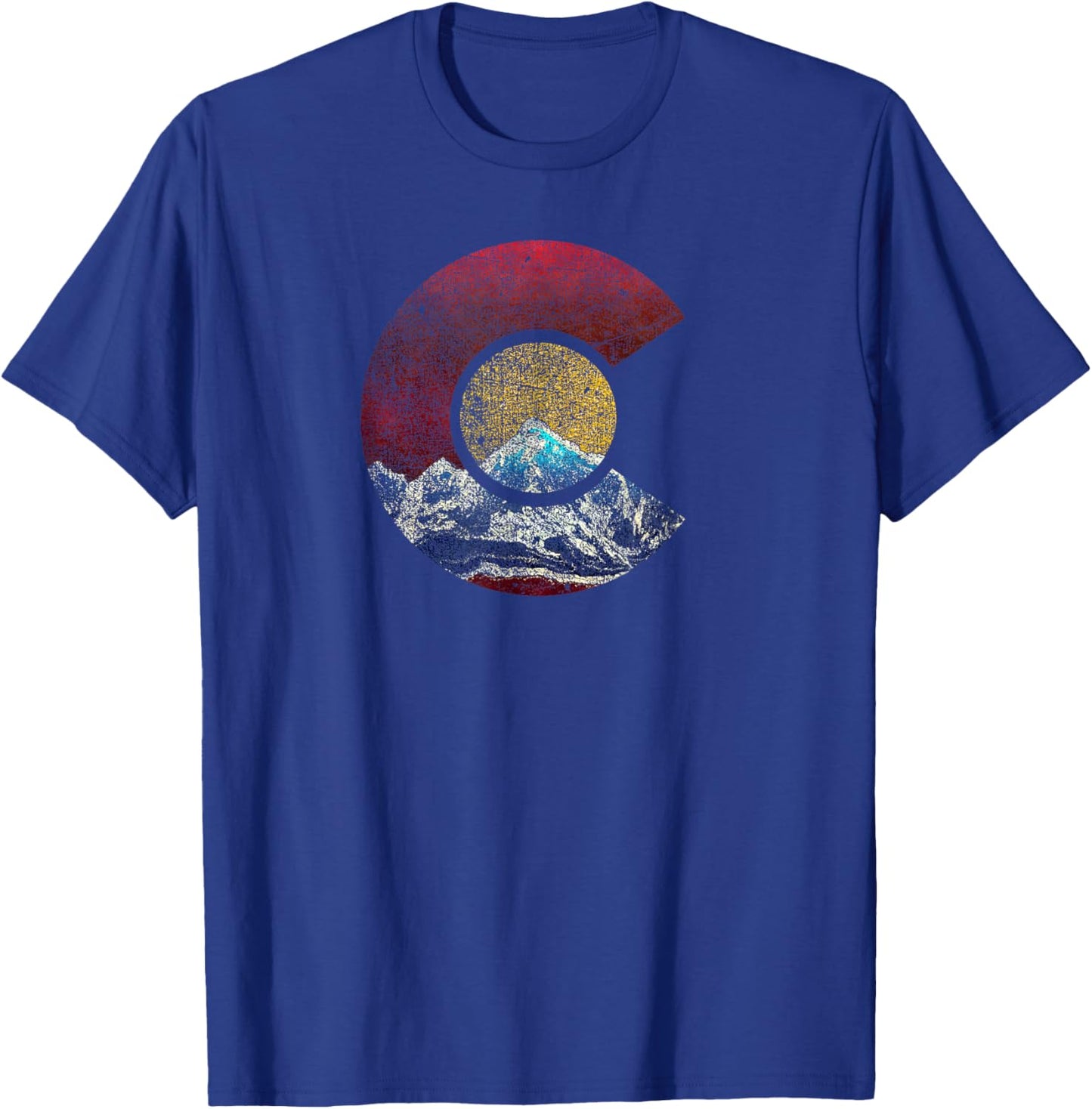 Colorado Shirt with Flag Themed Mountain T-Shirt - T-Shirt | Royal