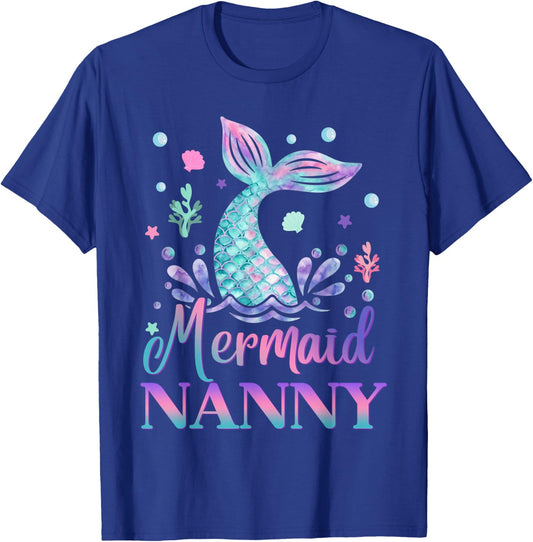 Birthday Mermaid Nanny Matching Family Bday Party T-Shirt - T-Shirt | Royal