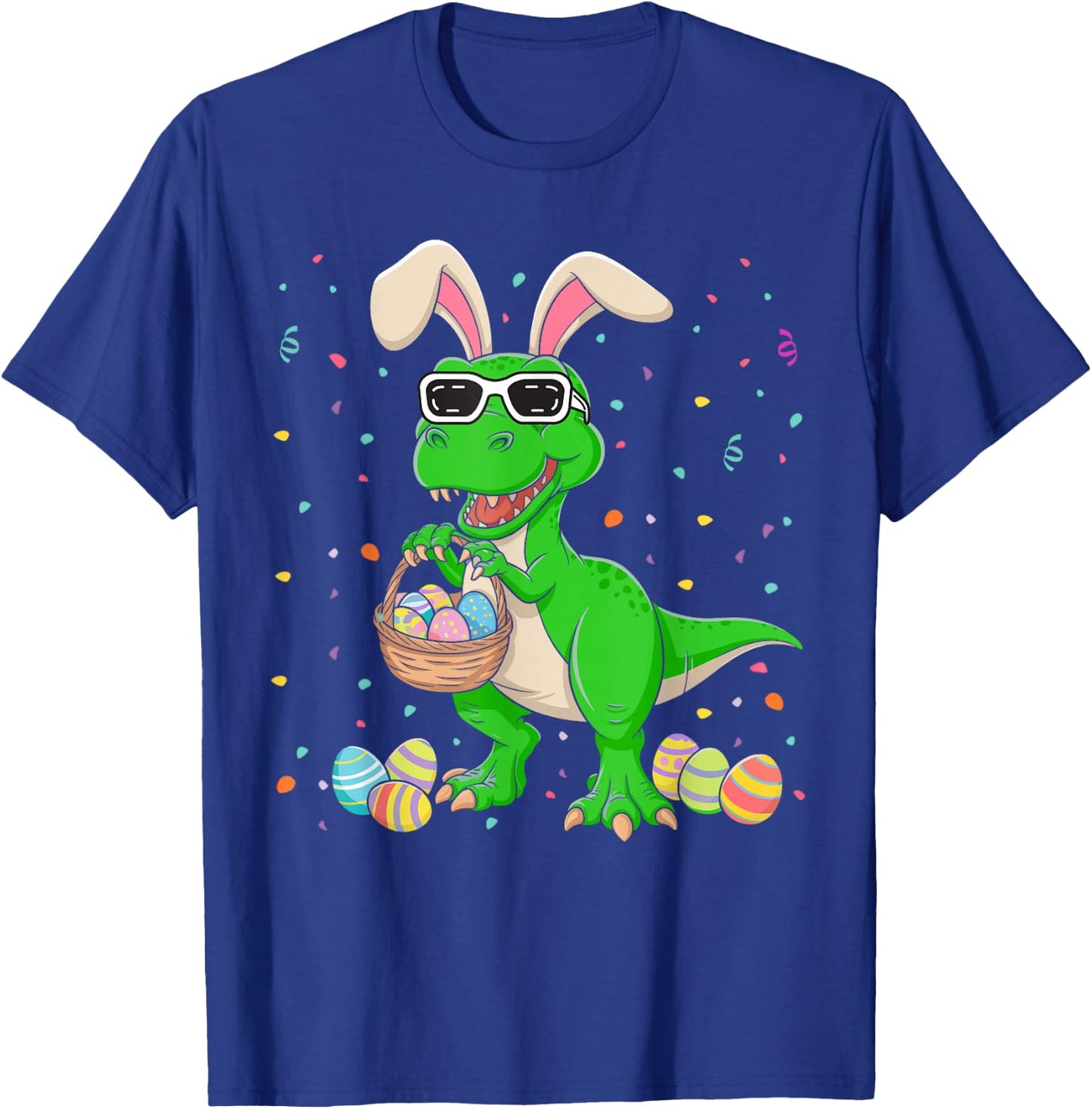 Easter T Rex Bunny Ears Dinosaur Eggs Easter Day Kids Boys T-Shirt - T-Shirt | Royal