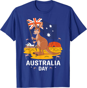 Australia Day Sydney Patriotic Kangaroo , Black, S T-Shirt - T-Shirt | Royal