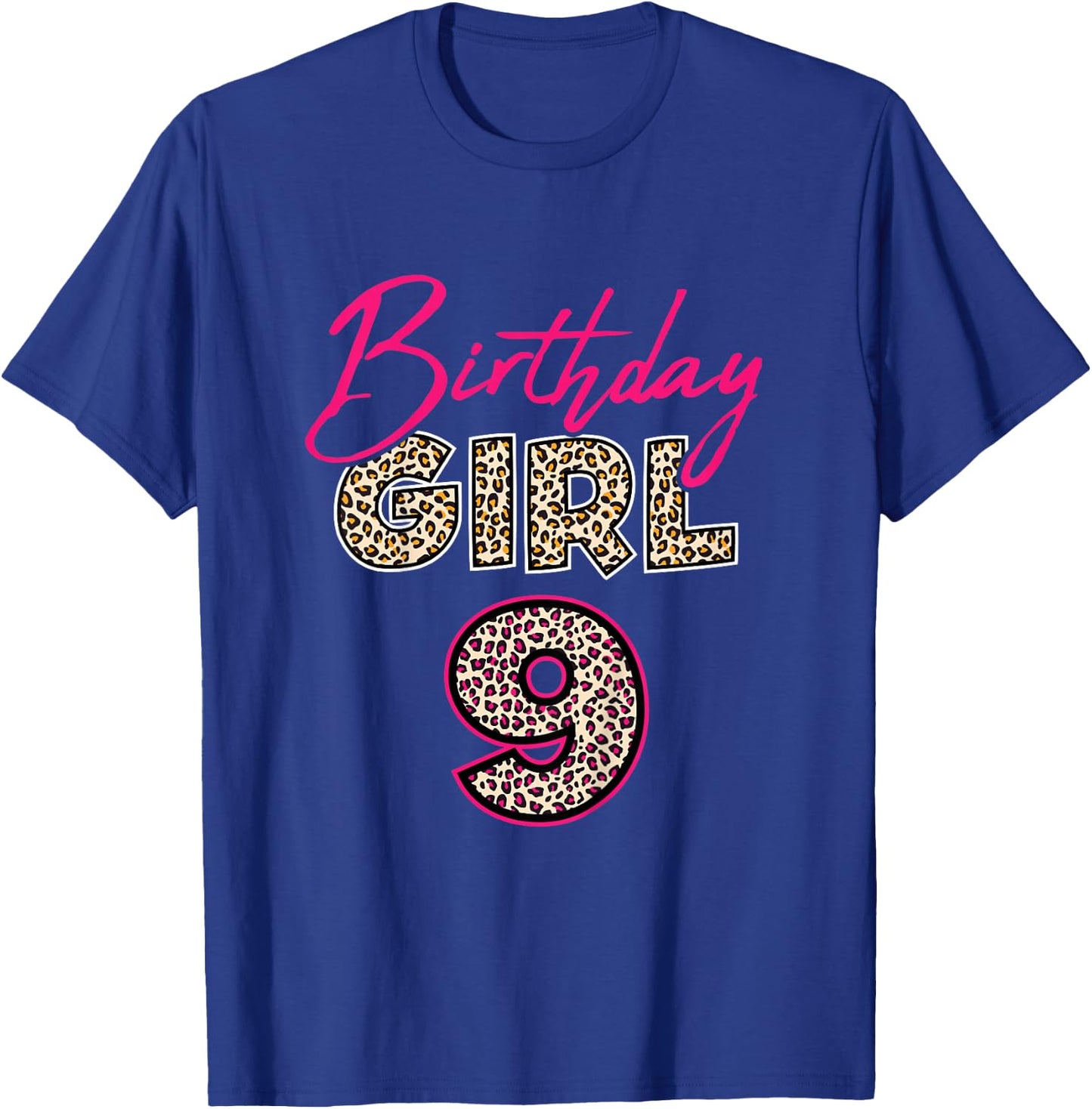 9th Birthday Girl Leopard 9 Years Old T-Shirt - T-Shirt | Royal