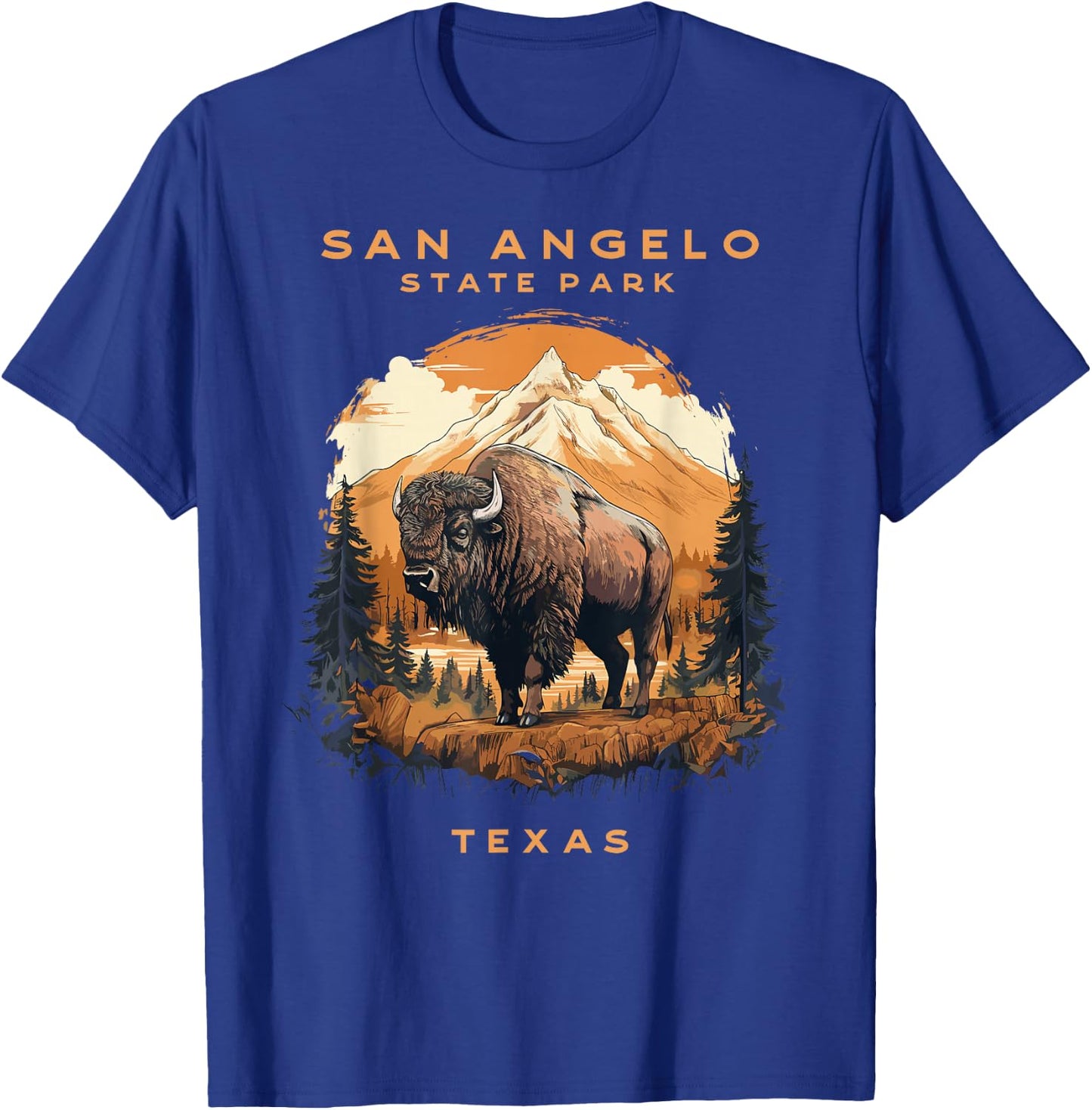 San Angelo Bison State Park Texas Vintage T-Shirt - T-Shirt | Royal