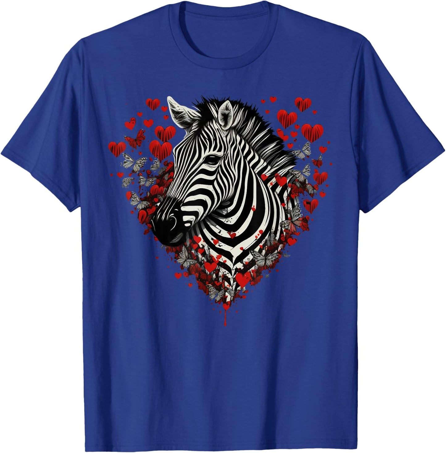 Zebra Love Heart for Valentines Day on Zebra Lover T-Shirt - T-Shirt | Royal