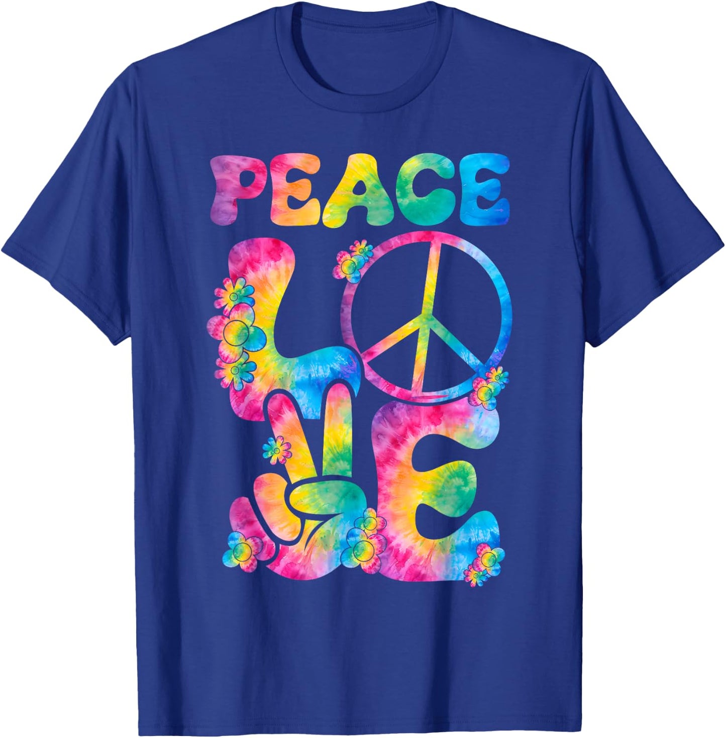 Peace Sign Love Tie Dye Style rétro années 70 et 80 T-Shirt - T-Shirt | Royal