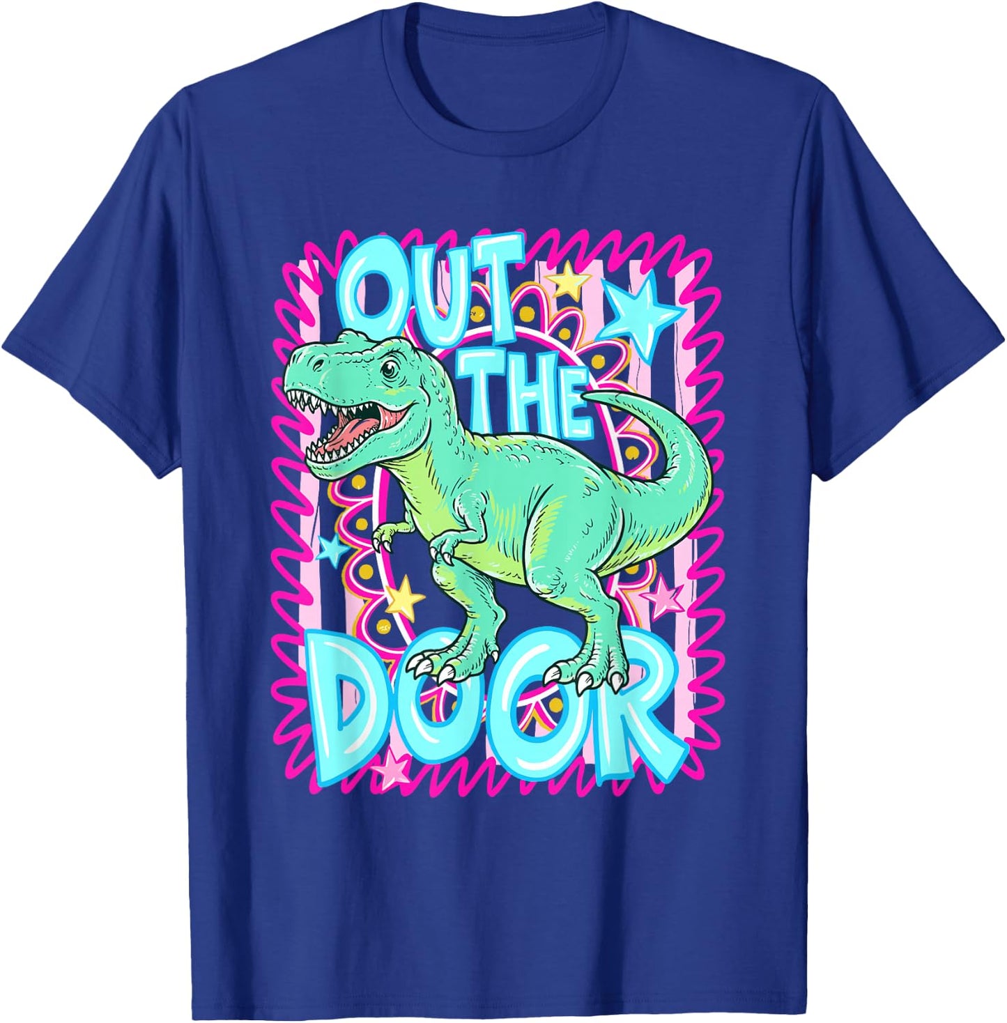 Out the Door Dinosaur TRex Last Day of School Dinosaur Lover T-Shirt - T-Shirt | Royal