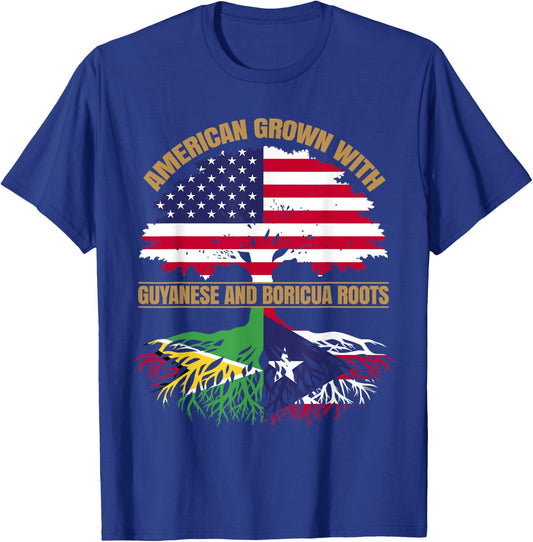 Heritage American Grown with Guyanese Boricua Roots T-Shirt - T-Shirt | Royal