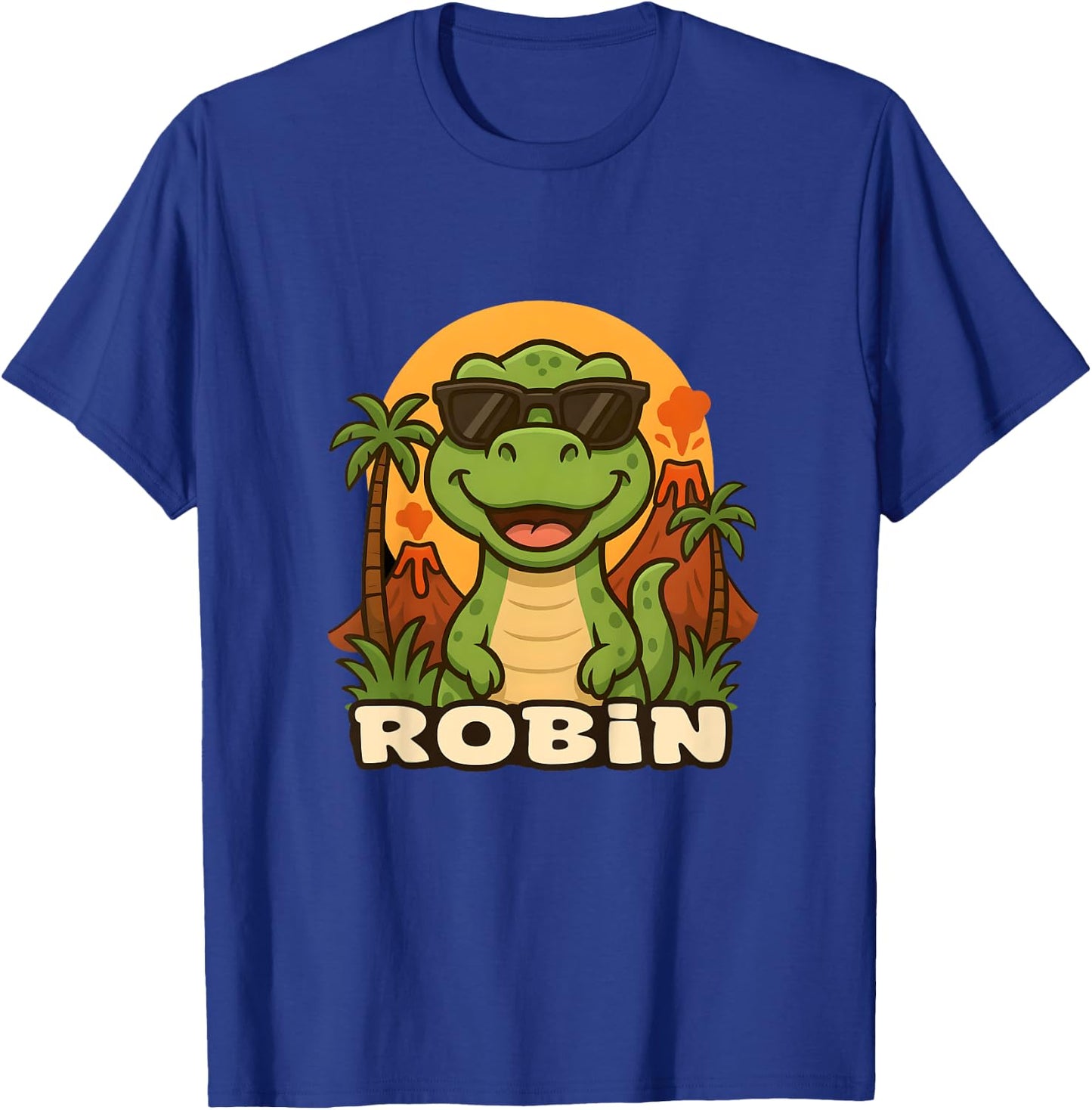 Kids Robin - Dinosaur T-Rex Themed Design with Name for Kids T-Shirt - T-Shirt | Royal