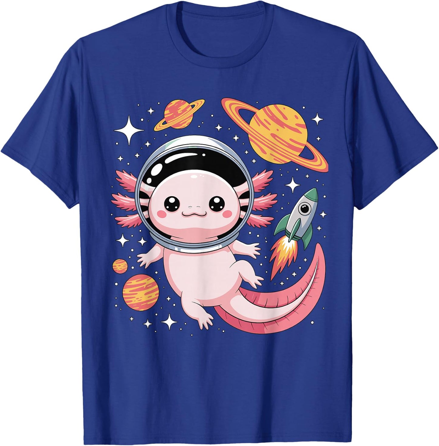 Kawaii Axolotl Astronaut Cute Axolotls Planets Space T-Shirt - T-Shirt | Royal
