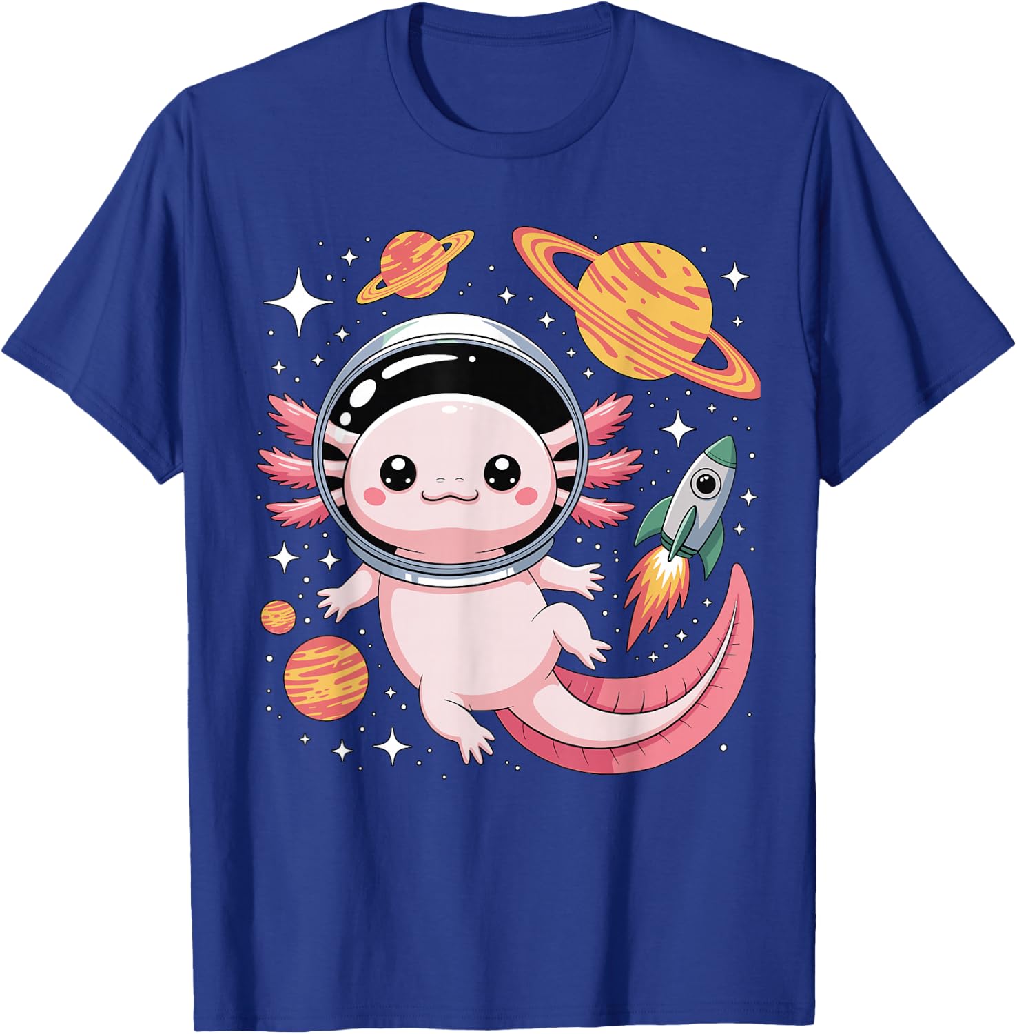 Kawaii Axolotl Astronaut Cute Axolotls Planets Space T-Shirt - T-Shirt | Royal