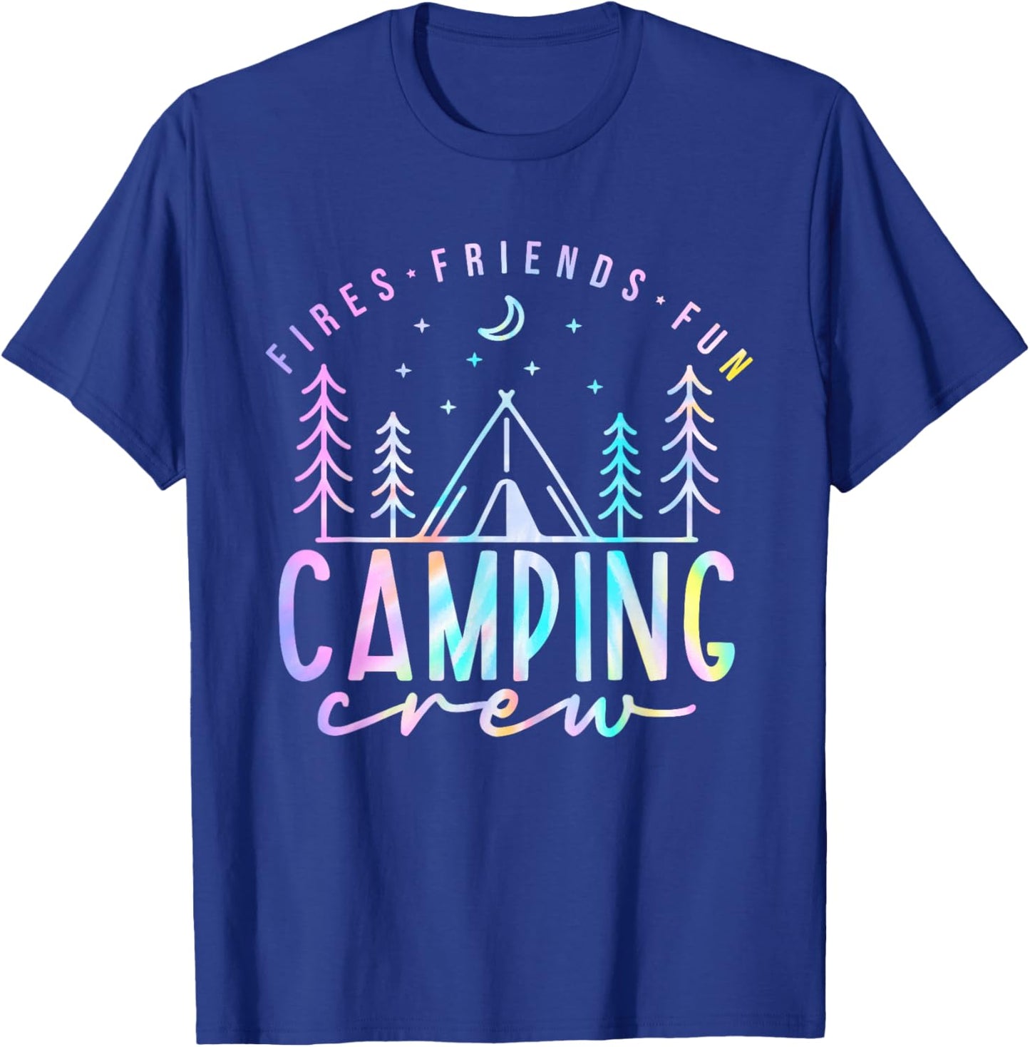 Fires Friends Fun Camping Crew Tie Dye Campfire Group Squad T-Shirt - T-Shirt | Royal