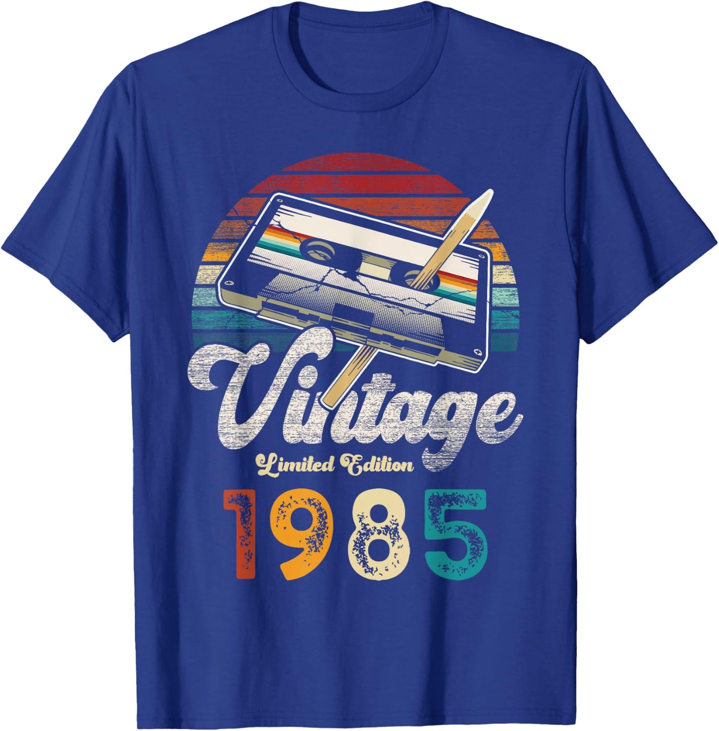 Vintage 1985 Birthday 41 Years Cassette Pencil T-Shirt - T-Shirt | Royal