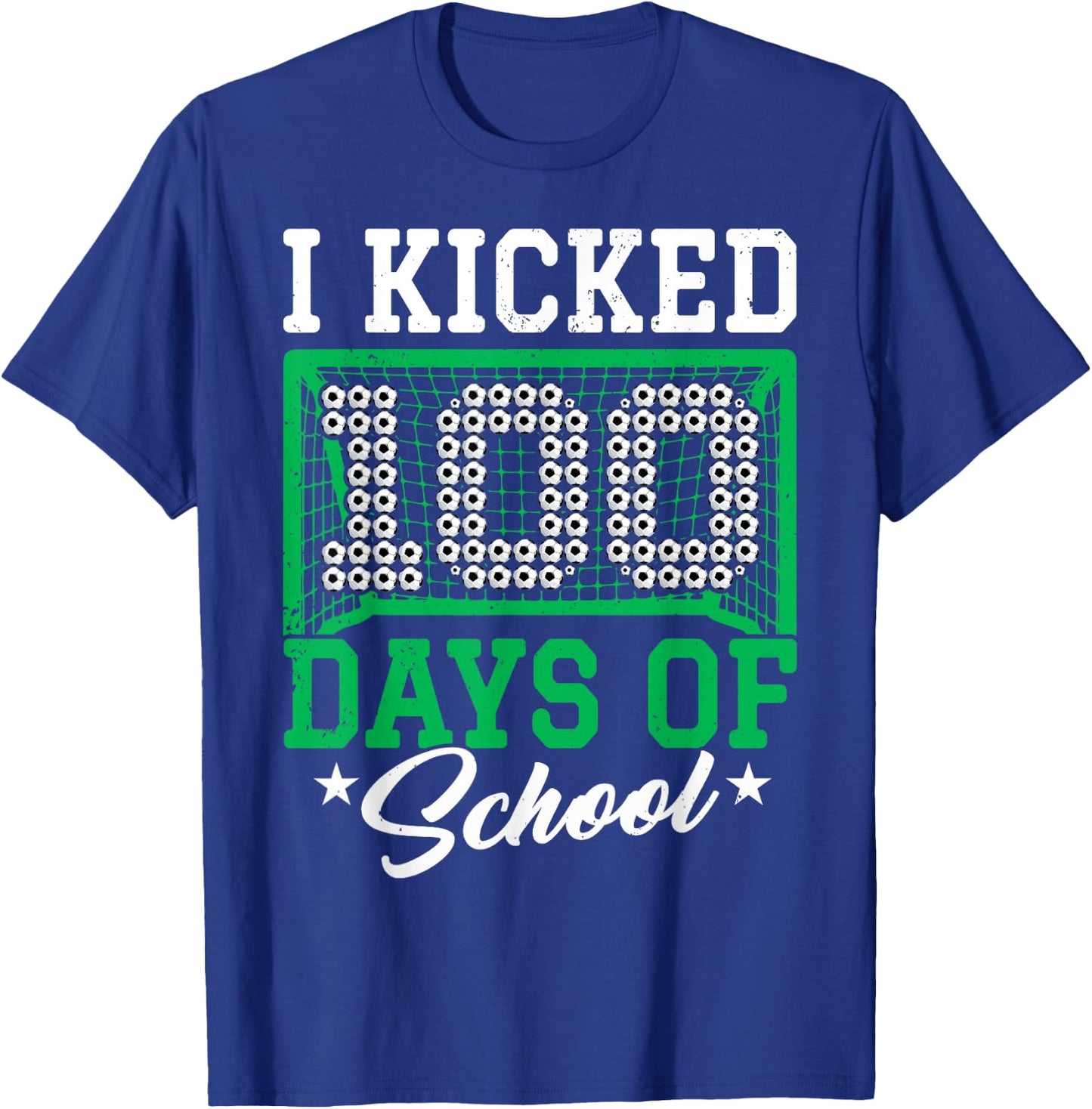 100 Days Of School Soccer 100th Day Of School For Boys Kids T-Shirt - T-Shirt | Royal
