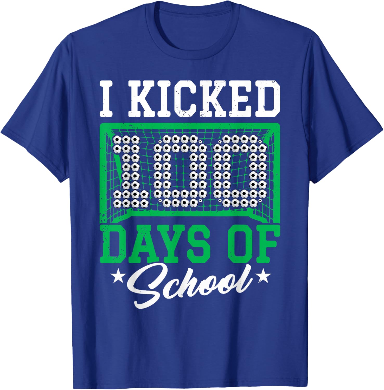 100 Days Of School Soccer 100th Day Of School For Boys Kids T-Shirt - T-Shirt | Royal
