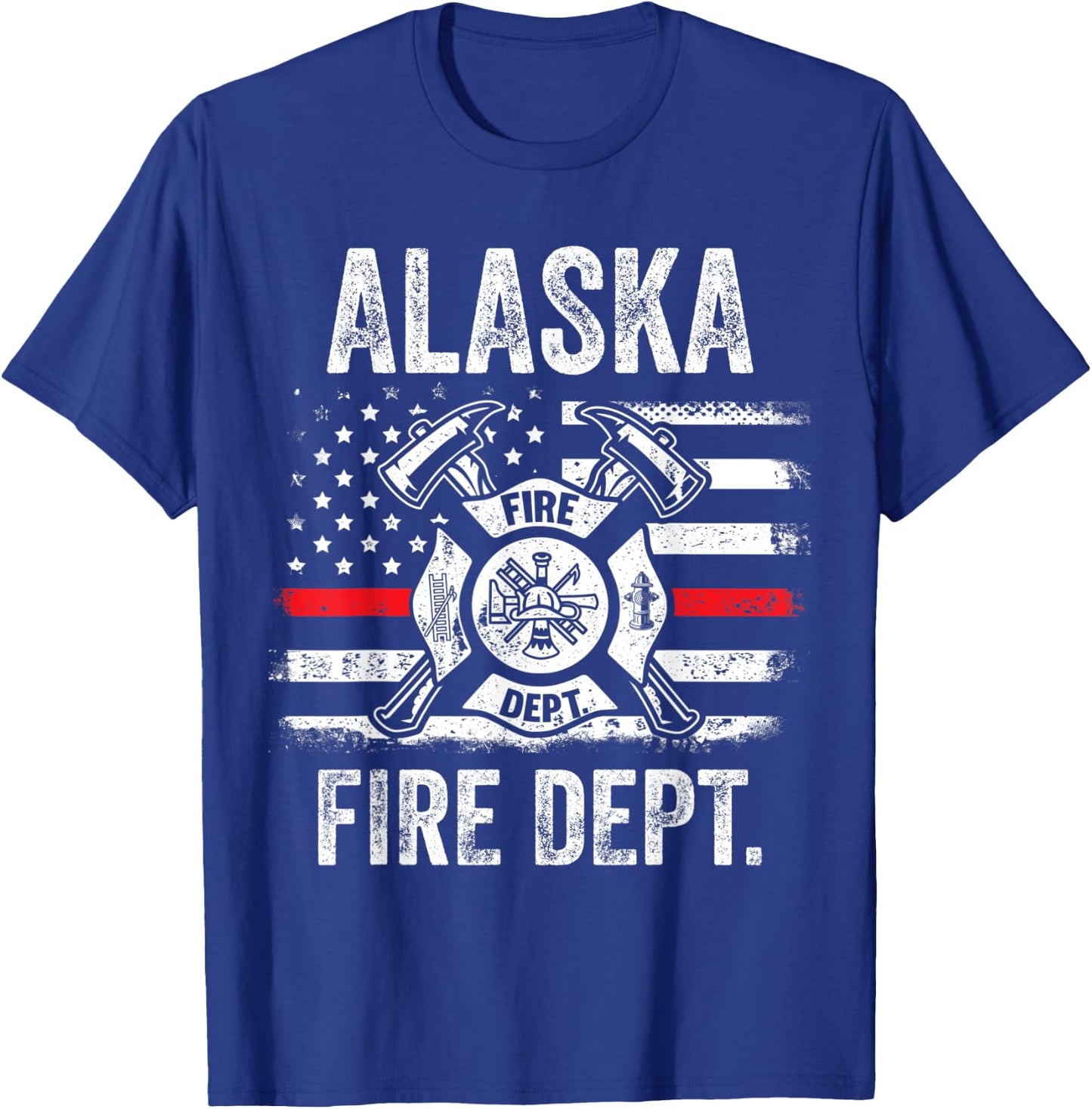 Alaska Fire Department Thin Red Line Fireman T-Shirt - T-Shirt | Royal