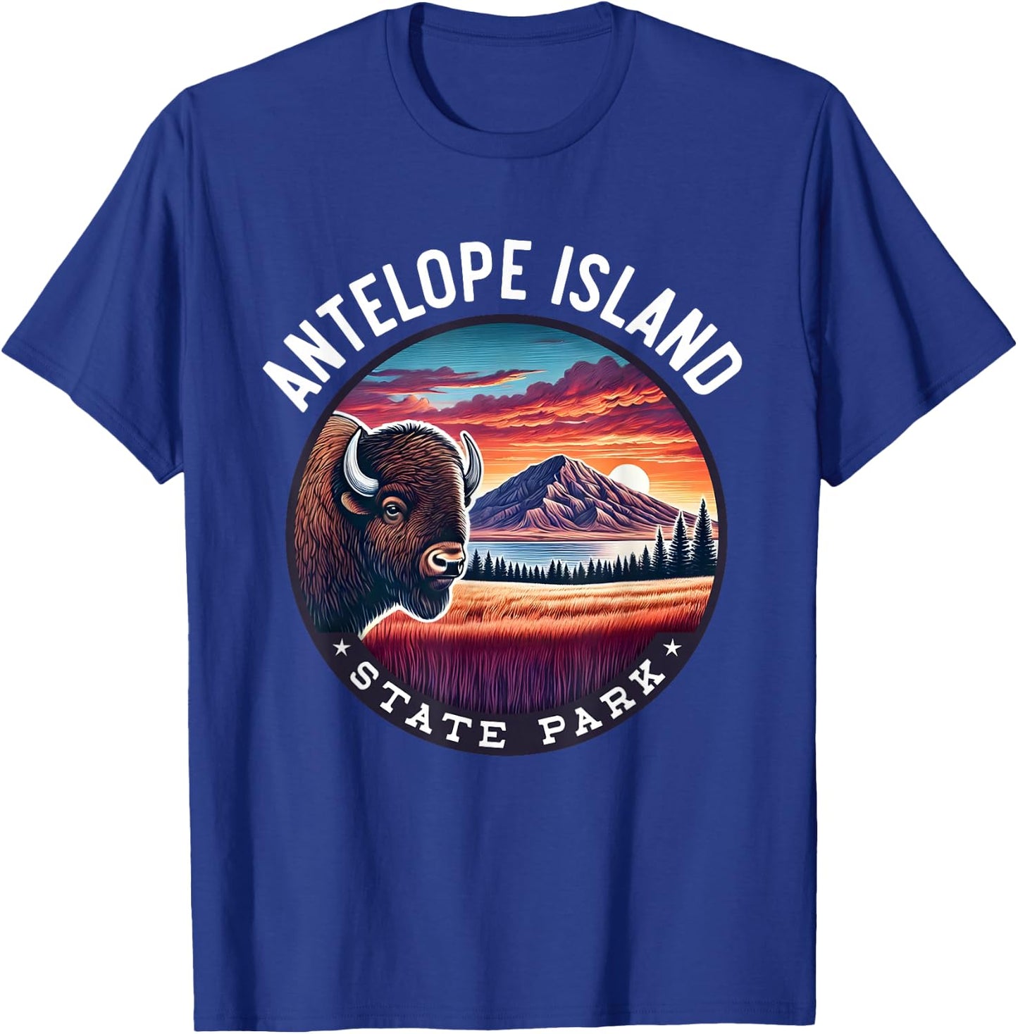 Antelope Island State Park Hiking Souvenir Bison Outdoor T-Shirt - T-Shirt | Royal