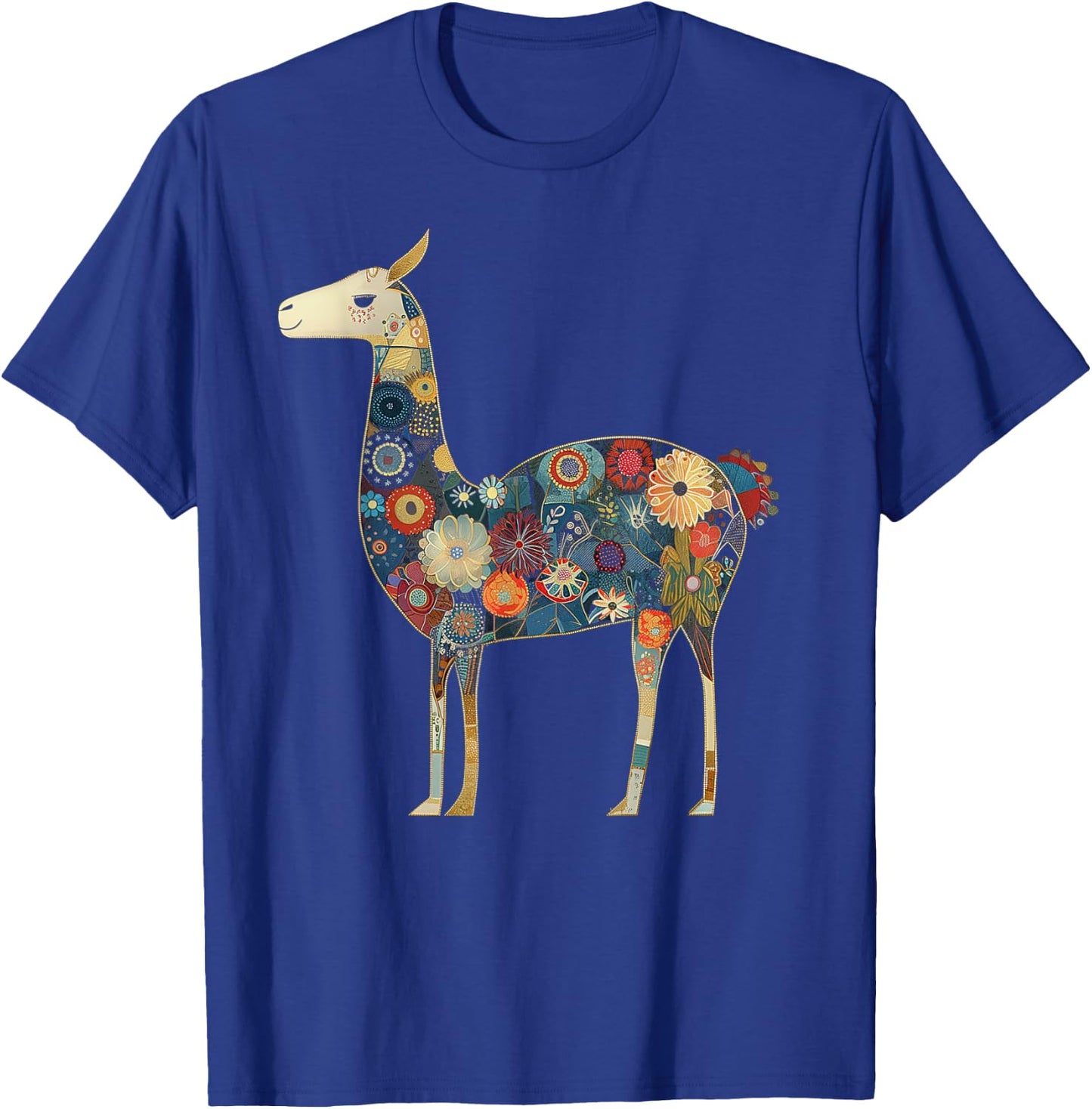 Llama Alpaca Floral Colorful Flowers Peru Peruvian Souvenir T-Shirt - T-Shirt | Royal