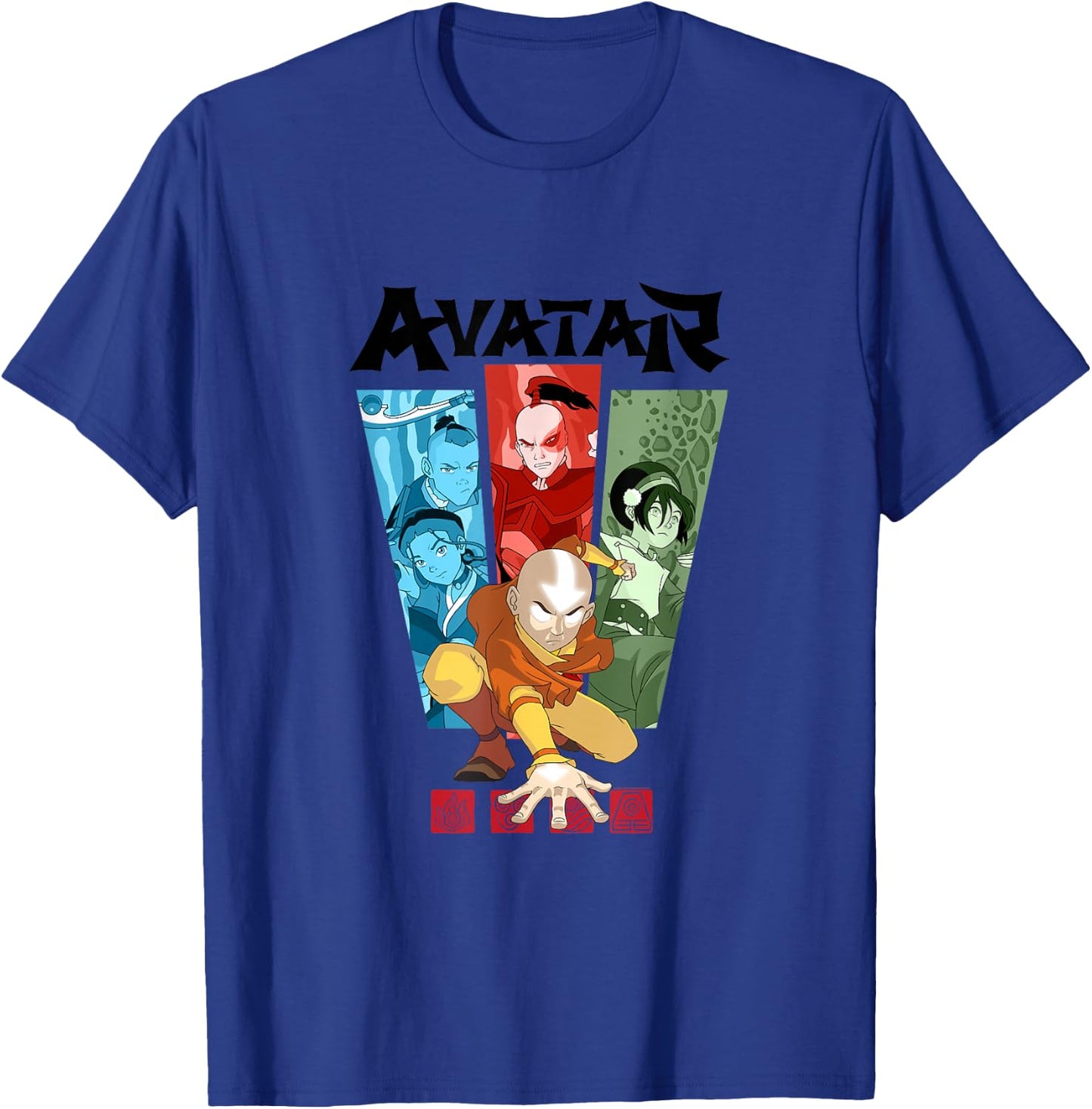 Avatar Comic Color Split Gaang Aang Sokka Katara Toph Zuko T-Shirt - T-Shirt | Royal