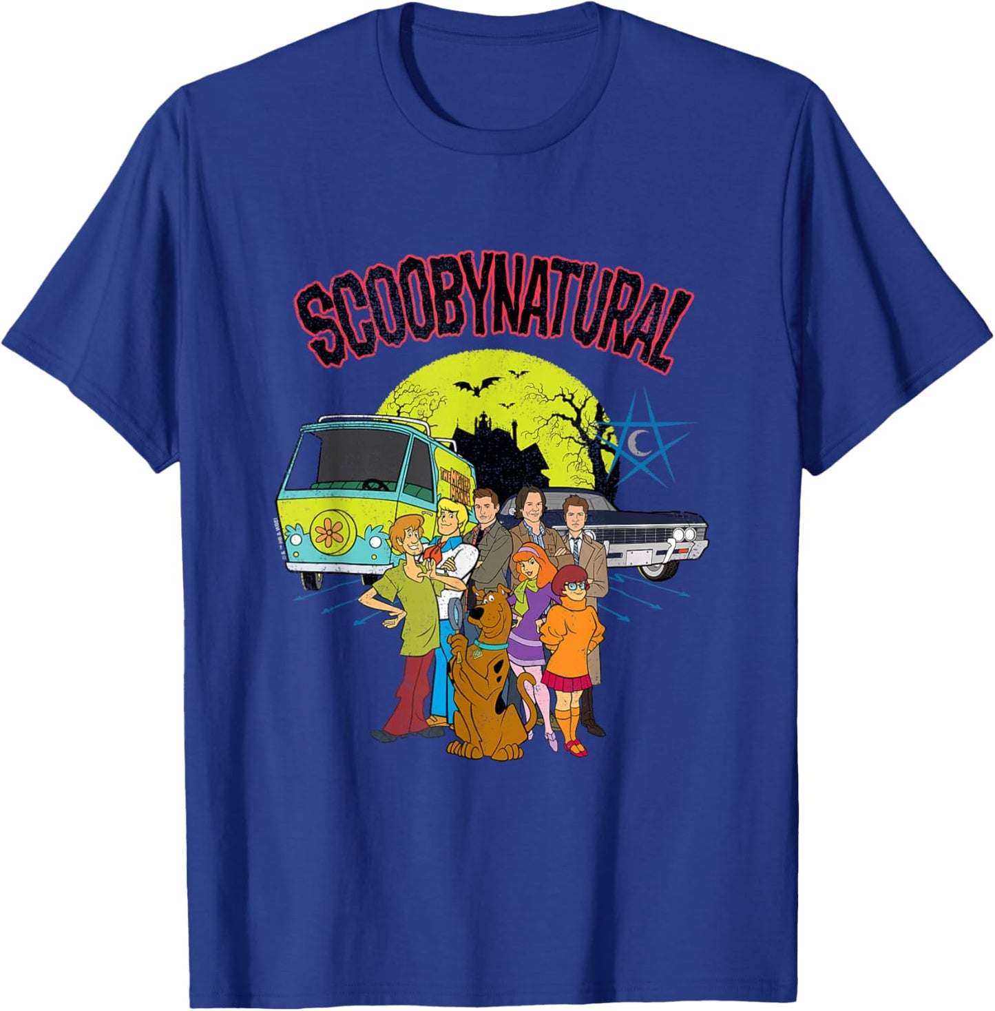 Scooby-Doo Scoobynatural Mystery Machine and Baby with Gang , Black, S T-Shirt - T-Shirt | Royal