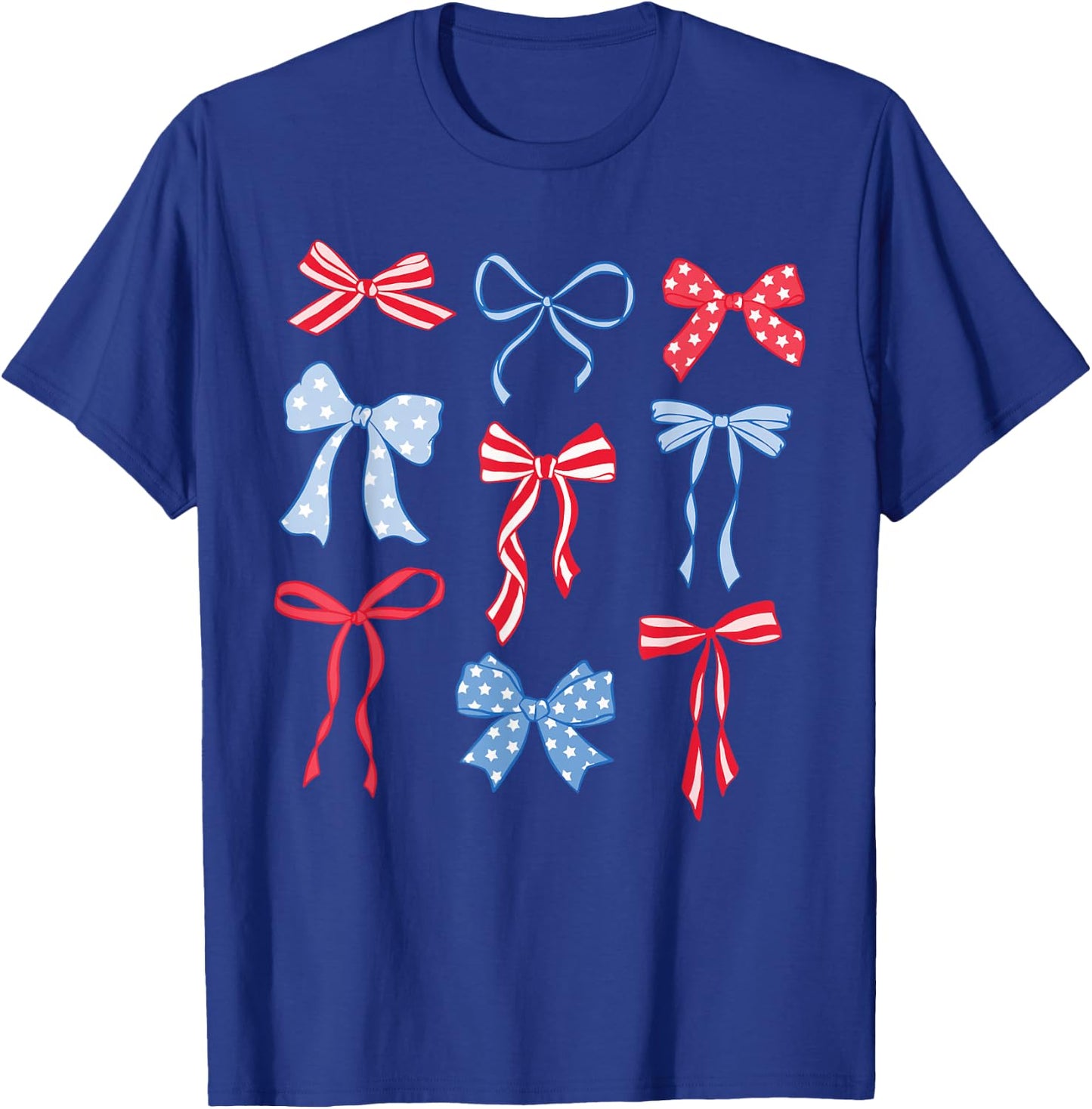 Red White And Blue American Coquette Bows Funny 4th Of July T-Shirt - T-Shirt | Royal