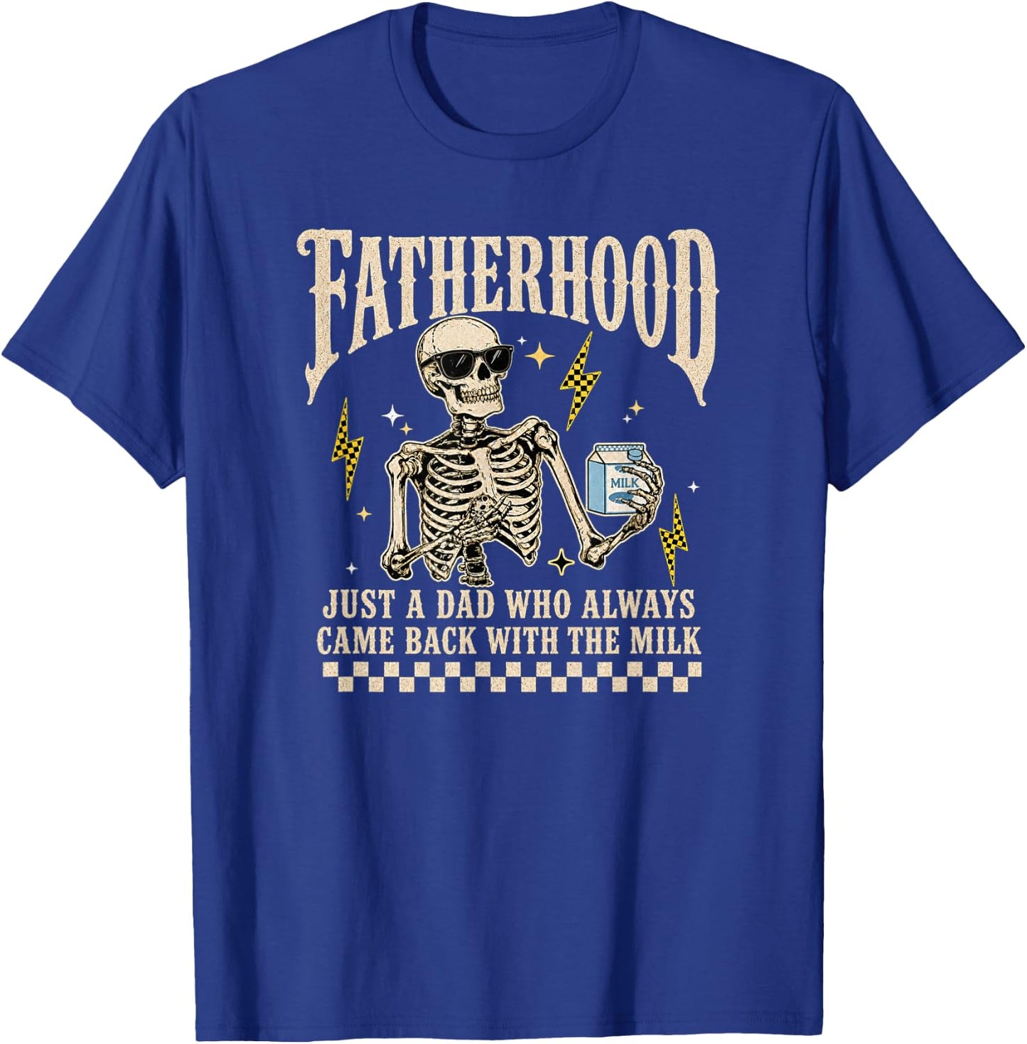 Fatherhood Skeleton Gothic Retro Funny Dad Fathers Day T-Shirt - T-Shirt | Royal