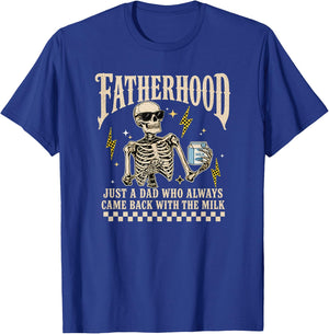 Fatherhood Skeleton Gothic Retro Funny Dad Fathers Day T-Shirt - T-Shirt | Royal