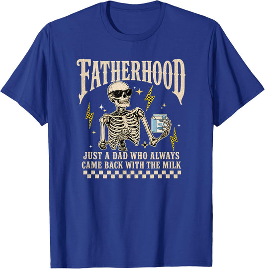 Fatherhood Skeleton Gothic Retro Funny Dad Fathers Day T-Shirt - T-Shirt | Royal