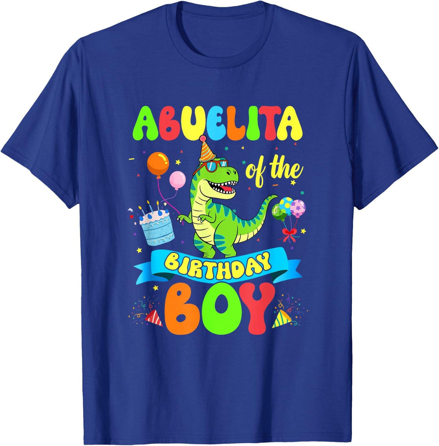 Abuelita of The Birthday Boy Trex Dinosaur Birthday Family T-Shirt - T-Shirt | Royal