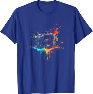 Camera Splash Art Photography SLR Photographer Retro , black T-Shirt - T-Shirt | Royal
