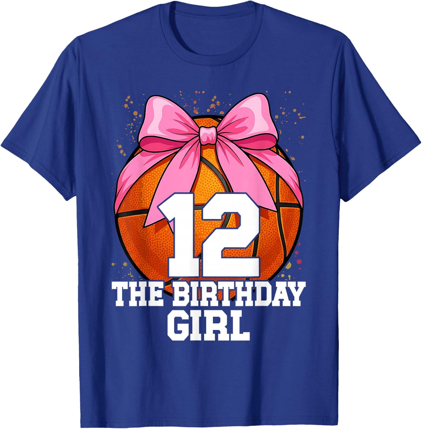 12th Birthday Girl Basketball Ball Coquette Pink 11 Eleven T-Shirt - T-Shirt | Royal