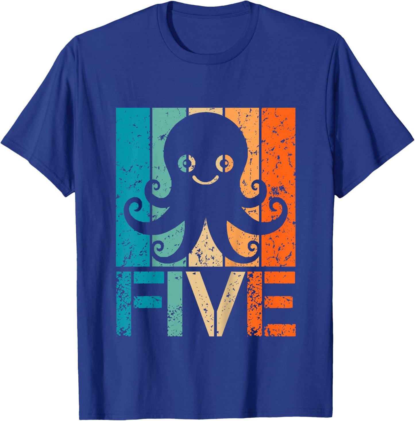 Funny 5th Octopus Birthday 5 Year Old Birthday Octopus T-Shirt - T-Shirt | Royal