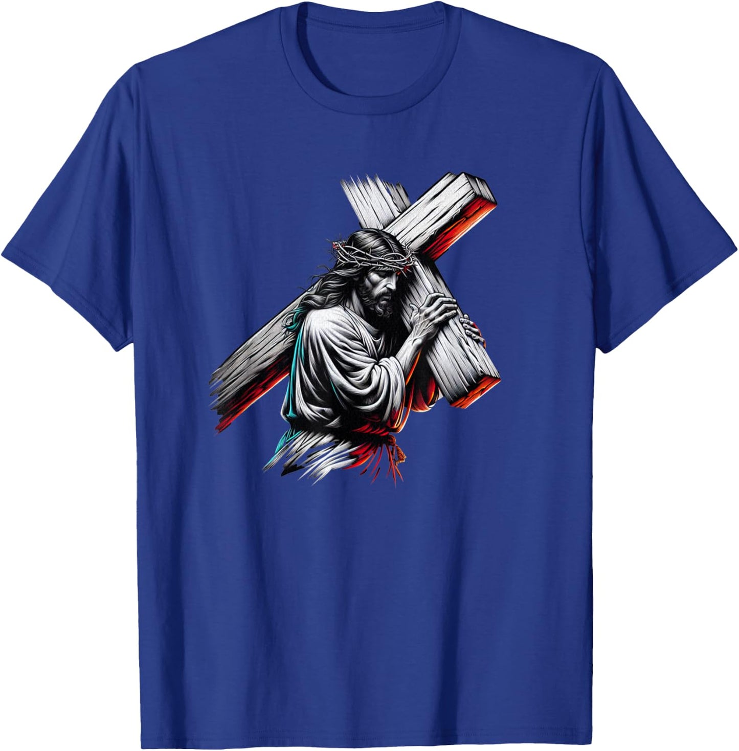 Jesus Christ Funny Crown of Thorns Crucified Saviour T-Shirt - T-Shirt | Royal