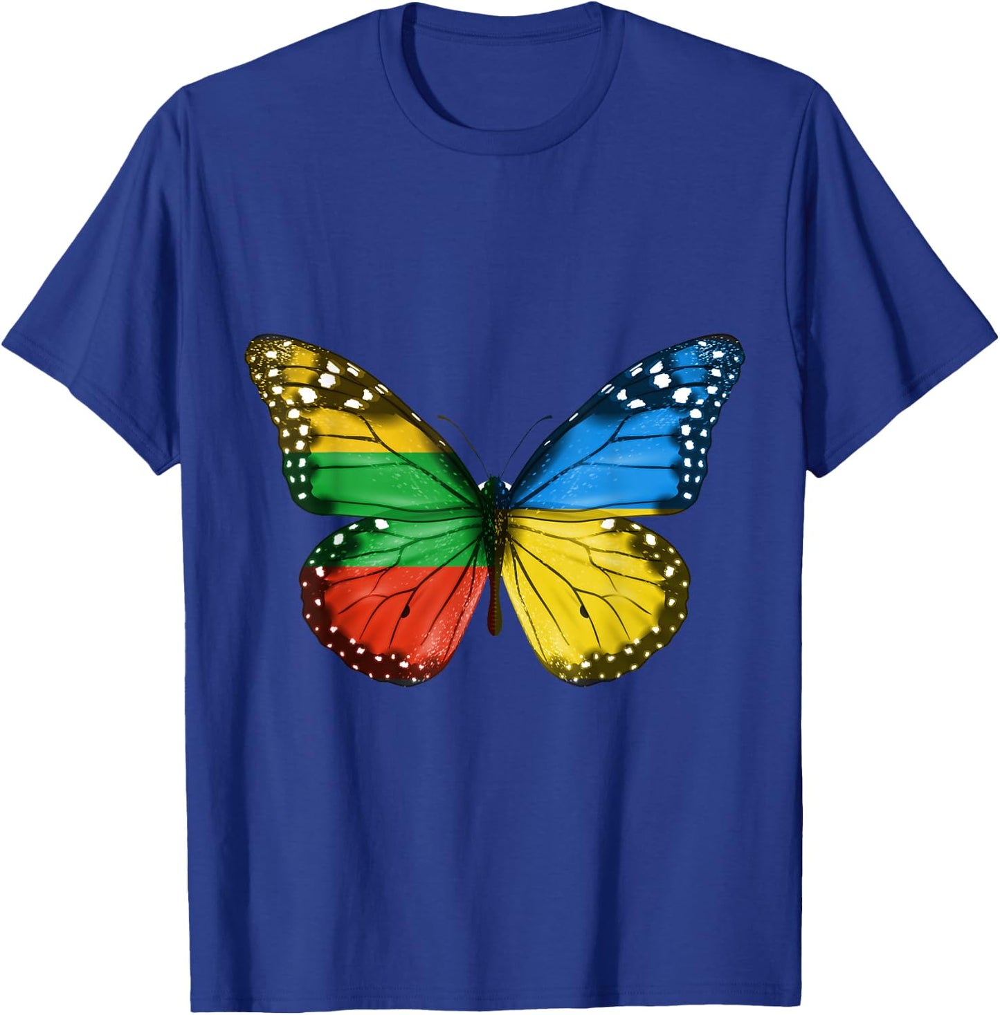 Lithuanian Ukrainian Flag Butterfly Lithuania Ukraine T-Shirt - T-Shirt | Royal
