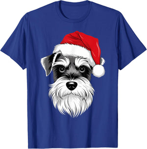 Mini Schnauzer Santa Dog on Miniature Schnauzer Christmas T-Shirt - T-Shirt | Royal