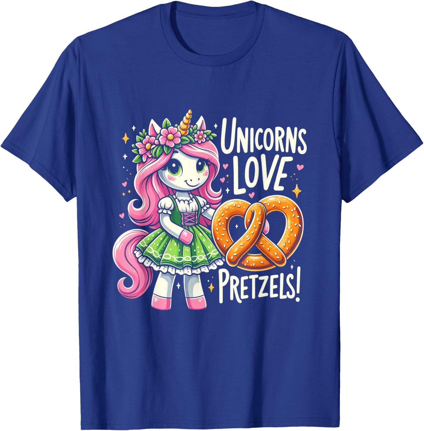 German Drindl Unicorn Love Pretzels Funny Oktoberfest Kids T-Shirt - T-Shirt | Royal