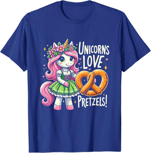 German Drindl Unicorn Love Pretzels Funny Oktoberfest Kids T-Shirt - T-Shirt | Royal