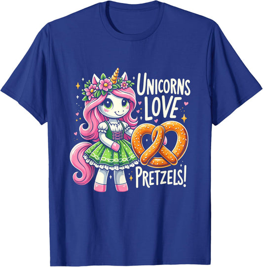 German Drindl Unicorn Love Pretzels Funny Oktoberfest Kids T-Shirt - T-Shirt | Royal