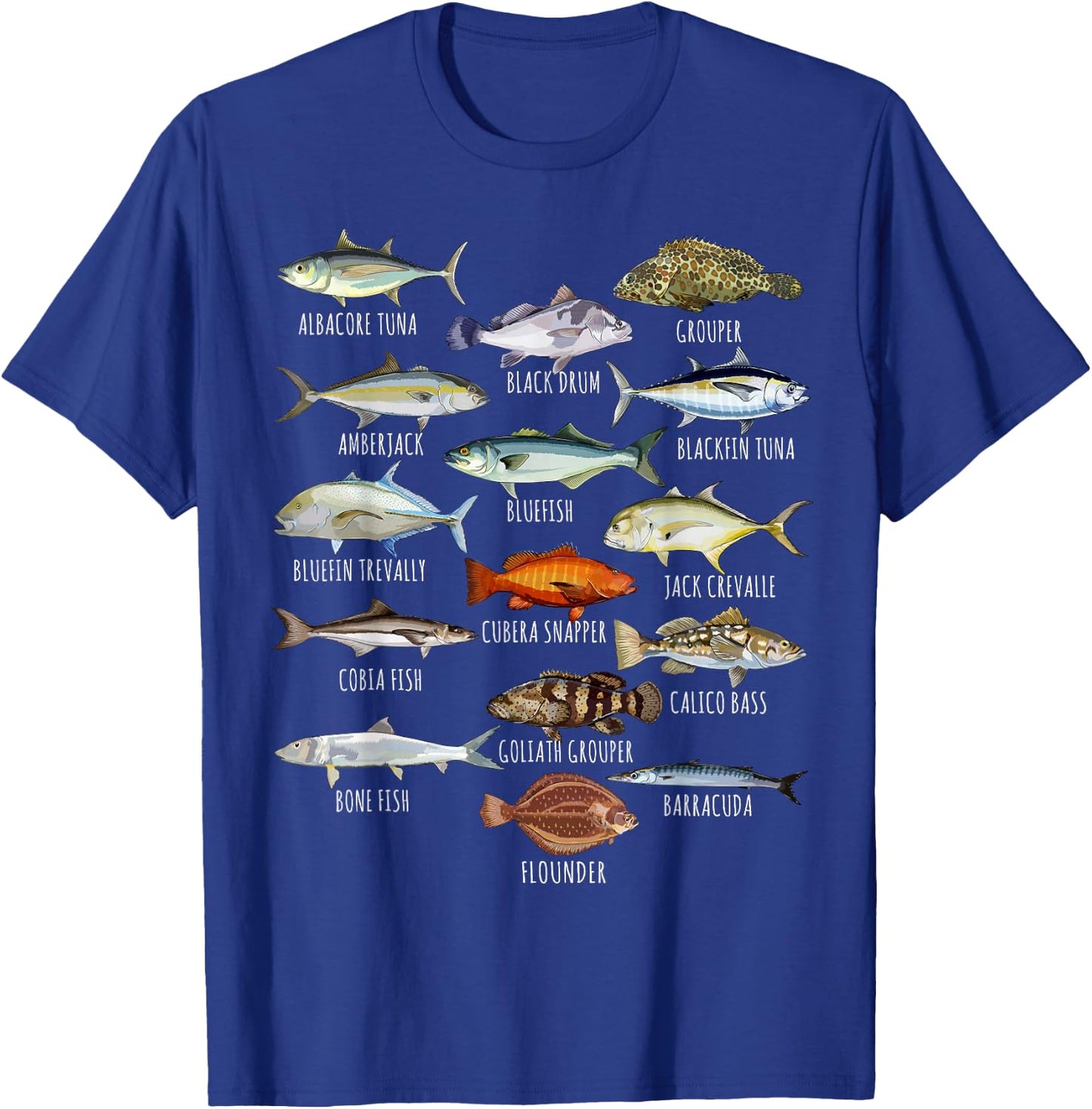 Fish Species Biology Types of Saltwater Fish Fishing Small T-Shirt - T-Shirt | Royal